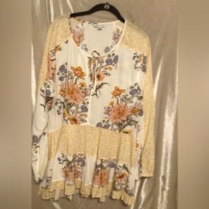 American Eagle BOHO  Babydoll ,cottage core,hippie ,floral blouse SZ L